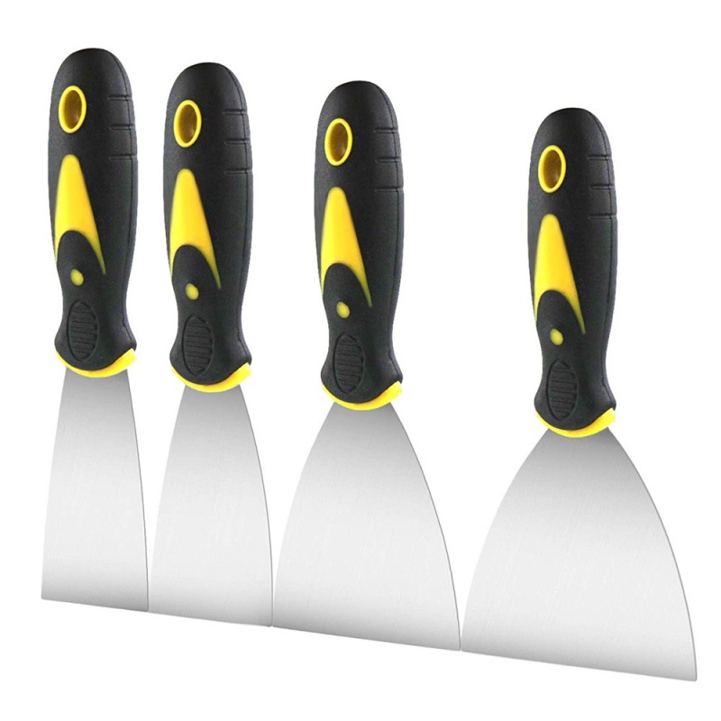 墙纸刮刀4件套不锈钢油漆刮刀墙面油灰刀套装（2、3、4、5 英寸）