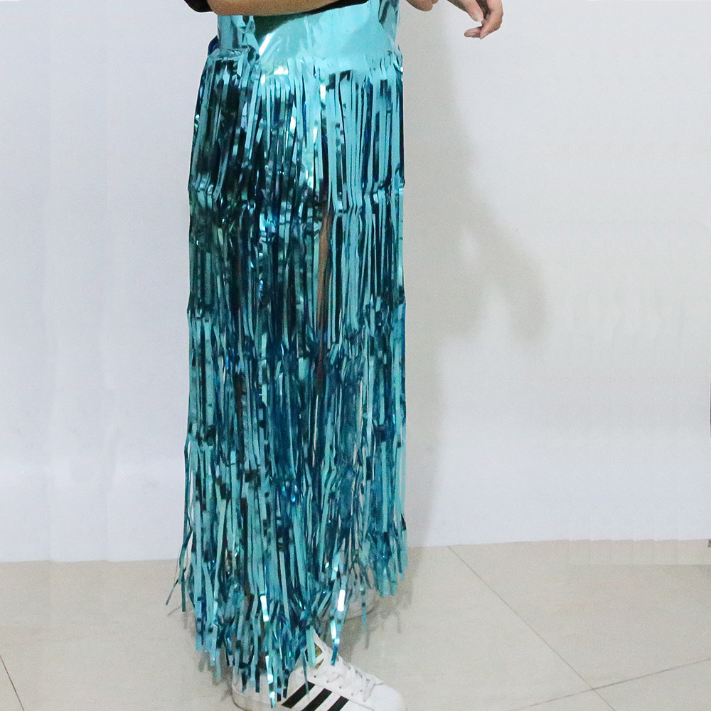 Amazon danza rendimiento ropa de lluvia falda de seda mascarada fiesta de cumpleaños decoración del partido Hawaiano lluvia falda de seda