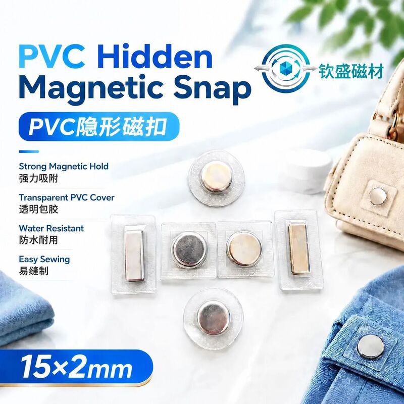 PVC magnetic buckle 15*2, magnetic buttons for clothing and bags (waterproof, invisible), concealed magnetic buckle, single-sided magnetic buckle