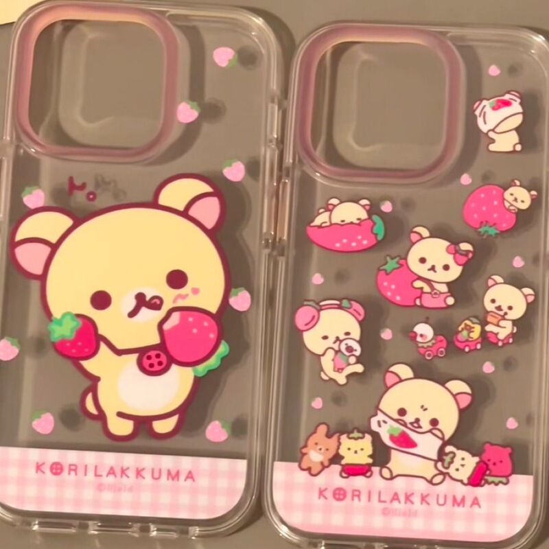 Han Feng ins Pink Strawberry Esotere Bear for iPhone16 Apple 15ProMax/14 Phone Case 13 Girls