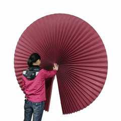 Chinese-style folding fan large round paper fan with gold and red colors, exhibition booth decoration, wedding venue arrangement, shape fan decoration fan