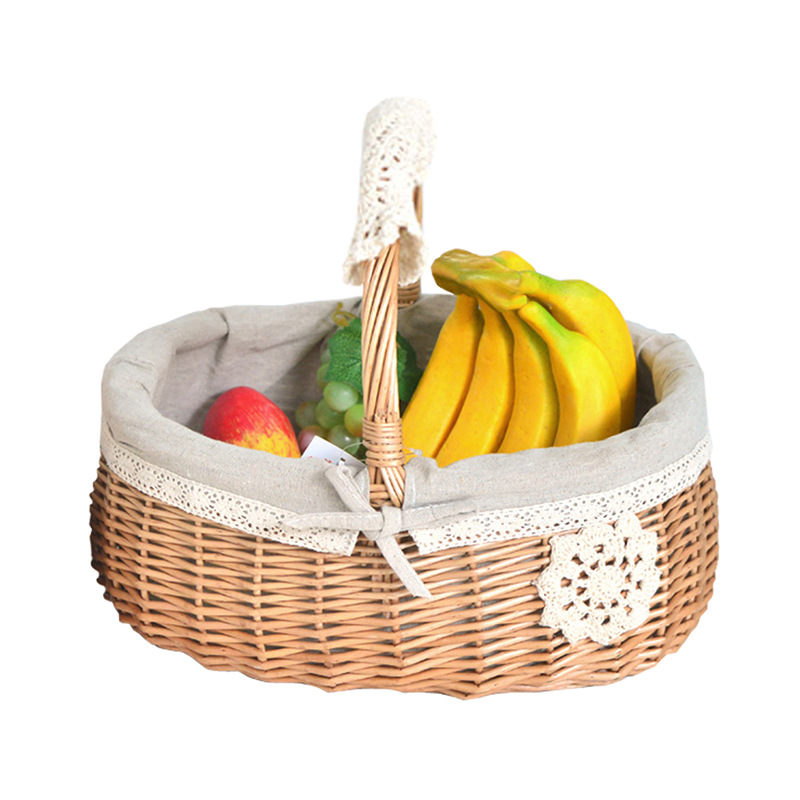 Cesta de almacenamiento de mimbre de ratán cesta de verduras cesta de huevos regalo portátil cesta de picnic cesta de frutas pequeña cesta de bambú tejida cesta de flores