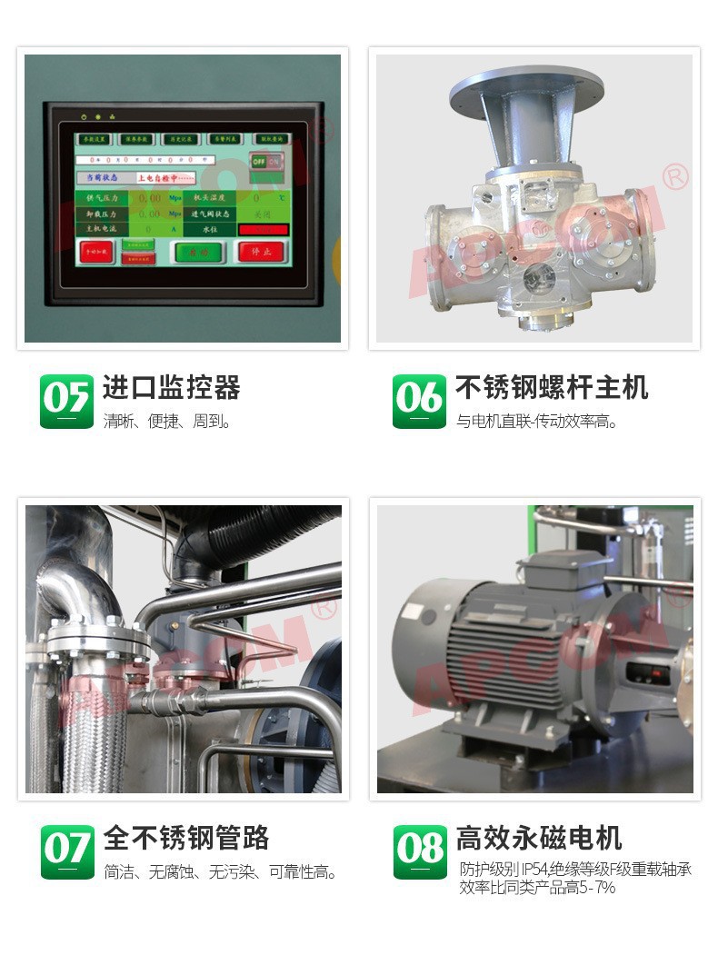 Oil-Free Water-Lubricated Screw-Type 7.5Kw Air Compressor, Cold Dryer, 15Kw Industrial-Grade Air Pump, Air Compressor