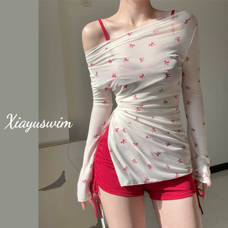 New Swimwear Women's Split Three-Piece Set Covering Belly Slimming Gathering Small Chest South Korea ins Hot Spring Wholesale