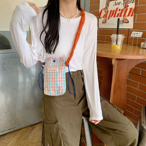 26225 Korean style small square plaid mobile phone crossbody bag mini small shoulder bag female mobile phone bag