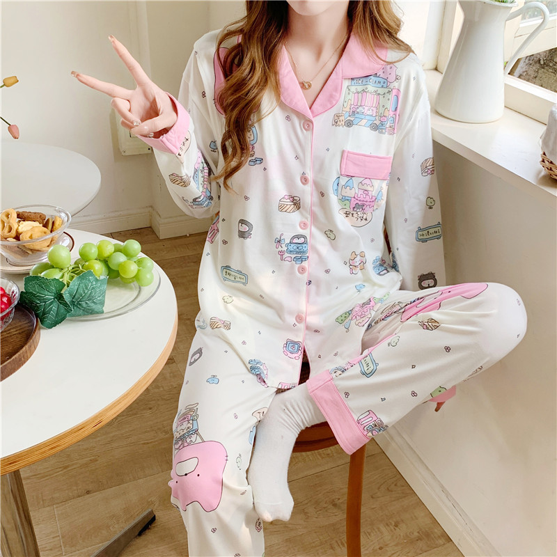 Ropa de confinamiento de primavera con almohadilla en el pecho cardigan de algodón artificial pijama de maternidad pantalones de manga larga ropa de hogar de enfermería posparto verano