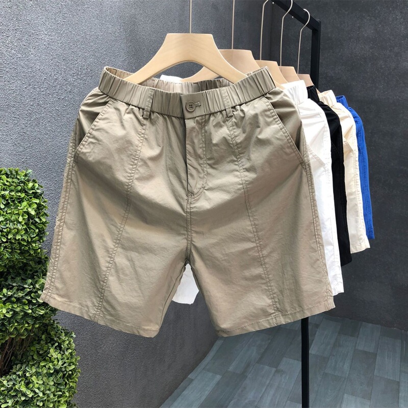 Summer Business Trendy Solid Color Five-point Pants Men's Korean-style Slim-fit All-match Suit Shorts Textile Casual Mid-length Pants