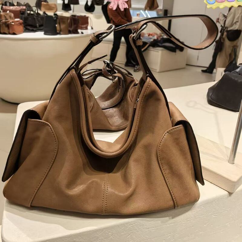 【Premium Sheepskin Restoration】Vegetable-tanned sheepskin casual hobo bag, shoulder and crossbody bag, genuine leather 【Premium Sheepskin Restoration】Vegetable-tanned sheepskin casual hobo bag, shoulder and crossbody bag, genuine leather