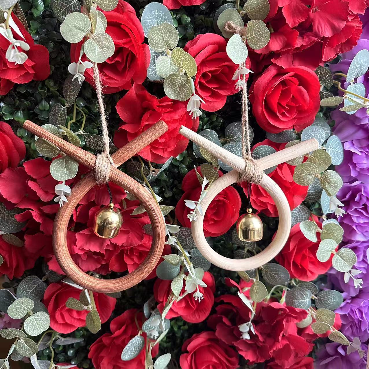 Carillon à vent en rotin style coréen décoration murale artisanale_voghion.com