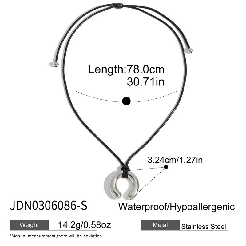 Jieding ヨーロッパとアメリカの黒ロープチタン鋼ネックレスニッチデザイン鎖骨チェーン非退色クロスボーダーホットスタイルステンレス鋼ジュエリー|undefined