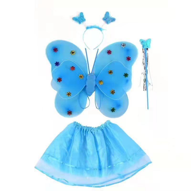 Mariposa brillante alas juguetes para niños regalos de cumpleaños estrella falda de hadas palo pequeña princesa conjunto de props