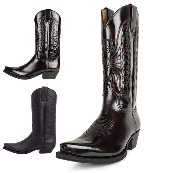 Nansheng Shoes European and American Style Embroidered Boots for Men and Women, Sizes 35-48, 9091 Pointed Toe High-Heeled Western Cowboy Boots, Unisex Boots