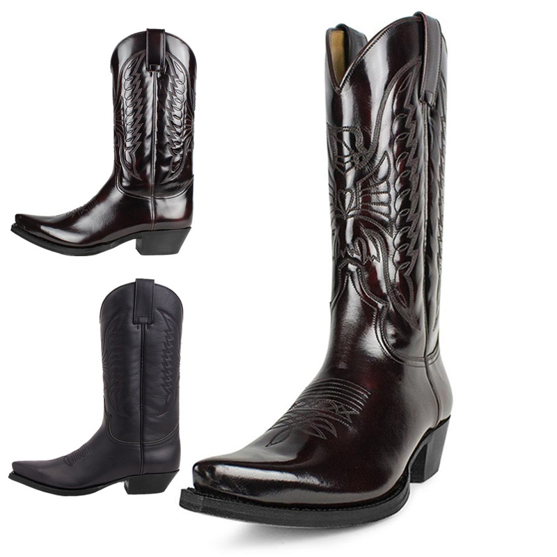 Nansheng Shoes European and American Style Embroidered Boots for Men and Women, Sizes 35-48, 9091 Pointed Toe High-Heeled Western Cowboy Boots, Unisex Boots