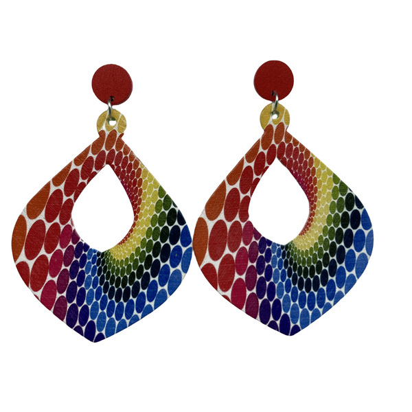 retro wooden long beach large earrings