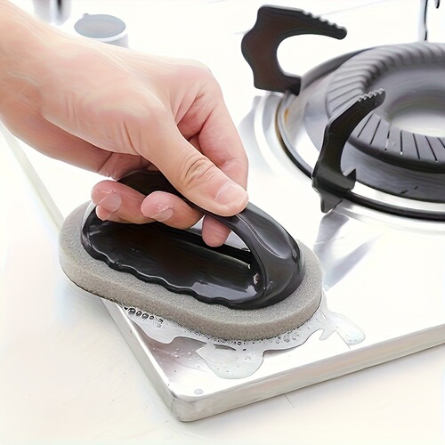 Emery sponge with handle wipes magic scrubbing pots and bowls, cleaning and decontamination, washing the bottom of the pot, black dirt, rust removal, brush pot artifact