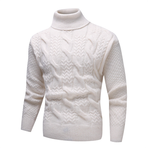2025 Half High Collar Men's Printed Long-Sleeve Knit Shirt Men's Outdoor Sweater Men's Slim Fit