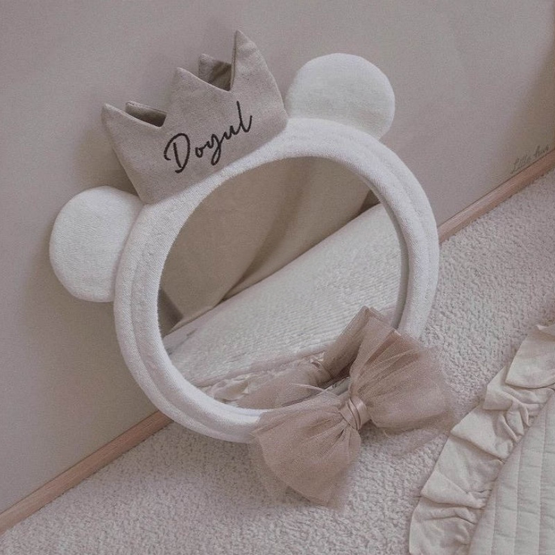 Korean ins Bear Crown Mirror Baby Safety Seat Rear View Mirror Children's Room Children's Wear Shop Decorative Studio Photoshoot