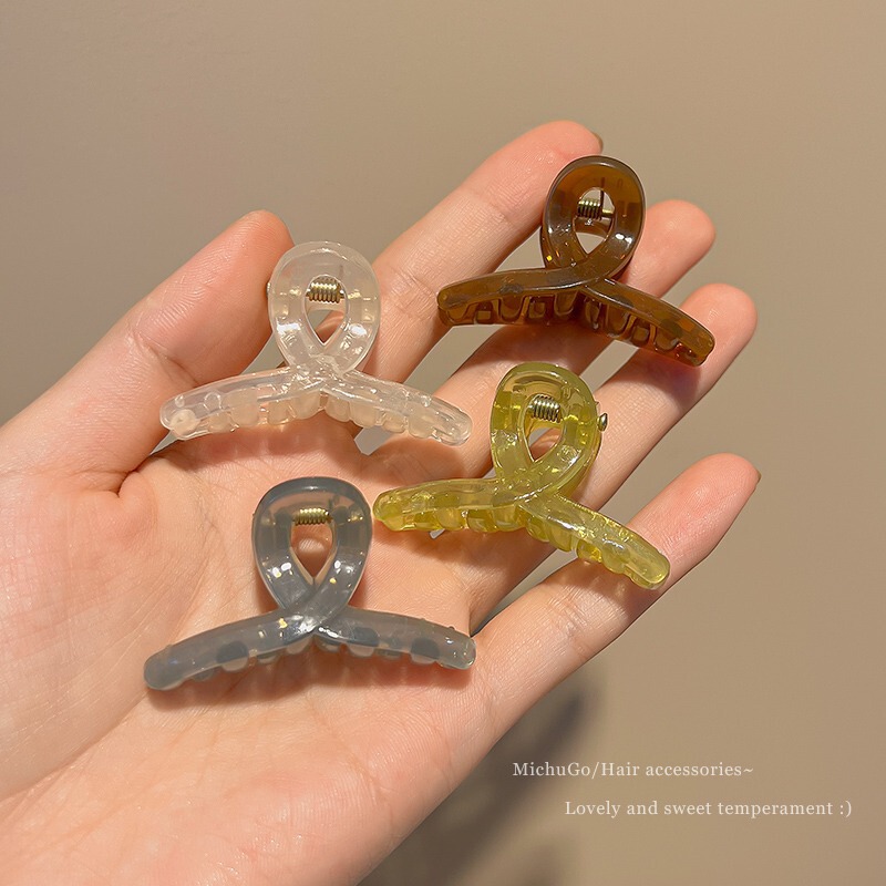 4.5cm Jelly Color Translucent Small Grab Hip Half Hair Small Shark Hip Sweet Cross Broken Hairpin Hair Accessories