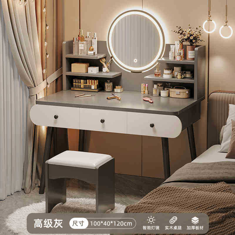 Tocador moderno minimalista nórdico para dormitorio, mesa de maquillaje con espejo, mueble de maquillaje para apartamento pequeño, tocador de celebridad de internet para dormitorio principal, mesa de maquillaje para niña.