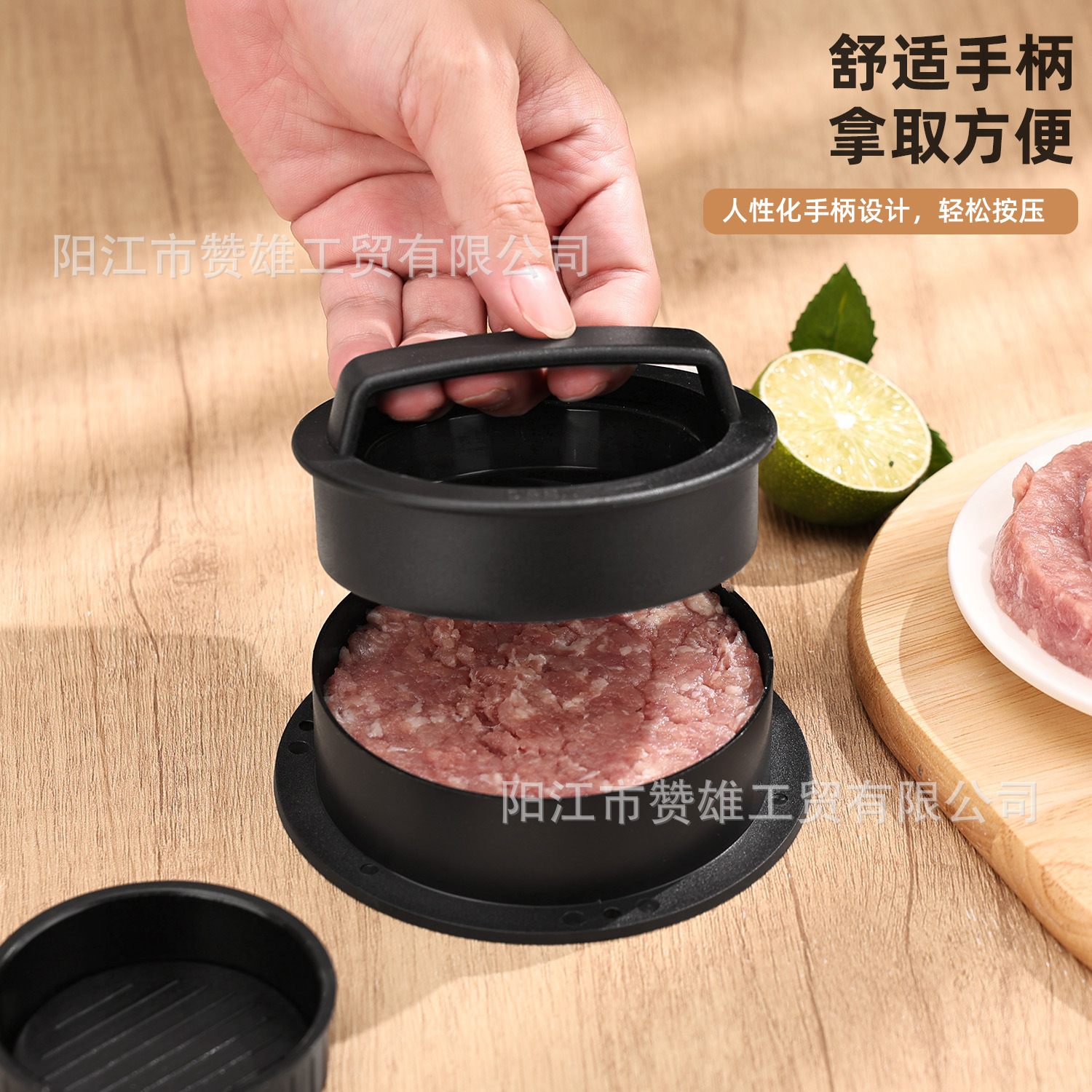 Fábrica directa de prensa de carne de hamburguesas molde de prensa de carne manual redonda DIY gadget de cocina