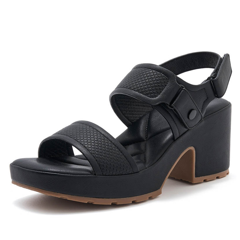 Dép sandal nữ đế dày quai Velcro mùa xuân hè 2025 — Màu đen, Màu camel, Màu trắng be chi tiết 23