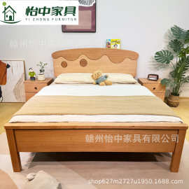 白橡木实木床1.5米儿童床原木1.2米单双人床主卧床创意卡通公主床