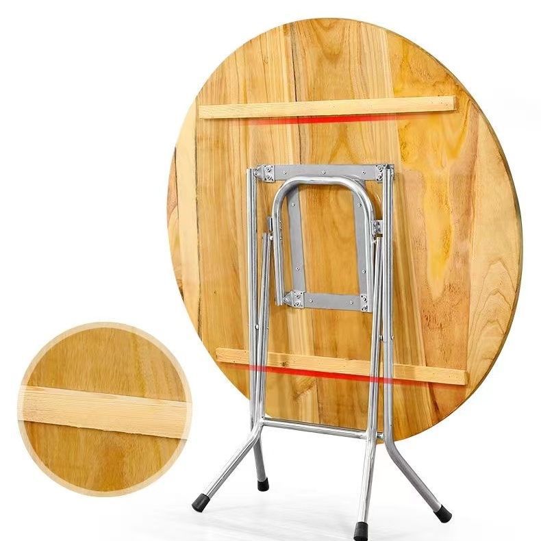 圆形简易折叠餐桌圆桌实木可吃饭桌子大圆桌小户型家用折叠饭桌子