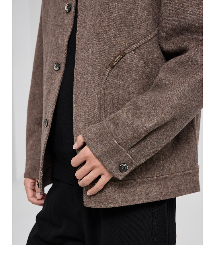 Áo khoác len nam hai mặt chất liệu merino, kiểu dáng handmade, phong cách mới — màu đen chi tiết 22