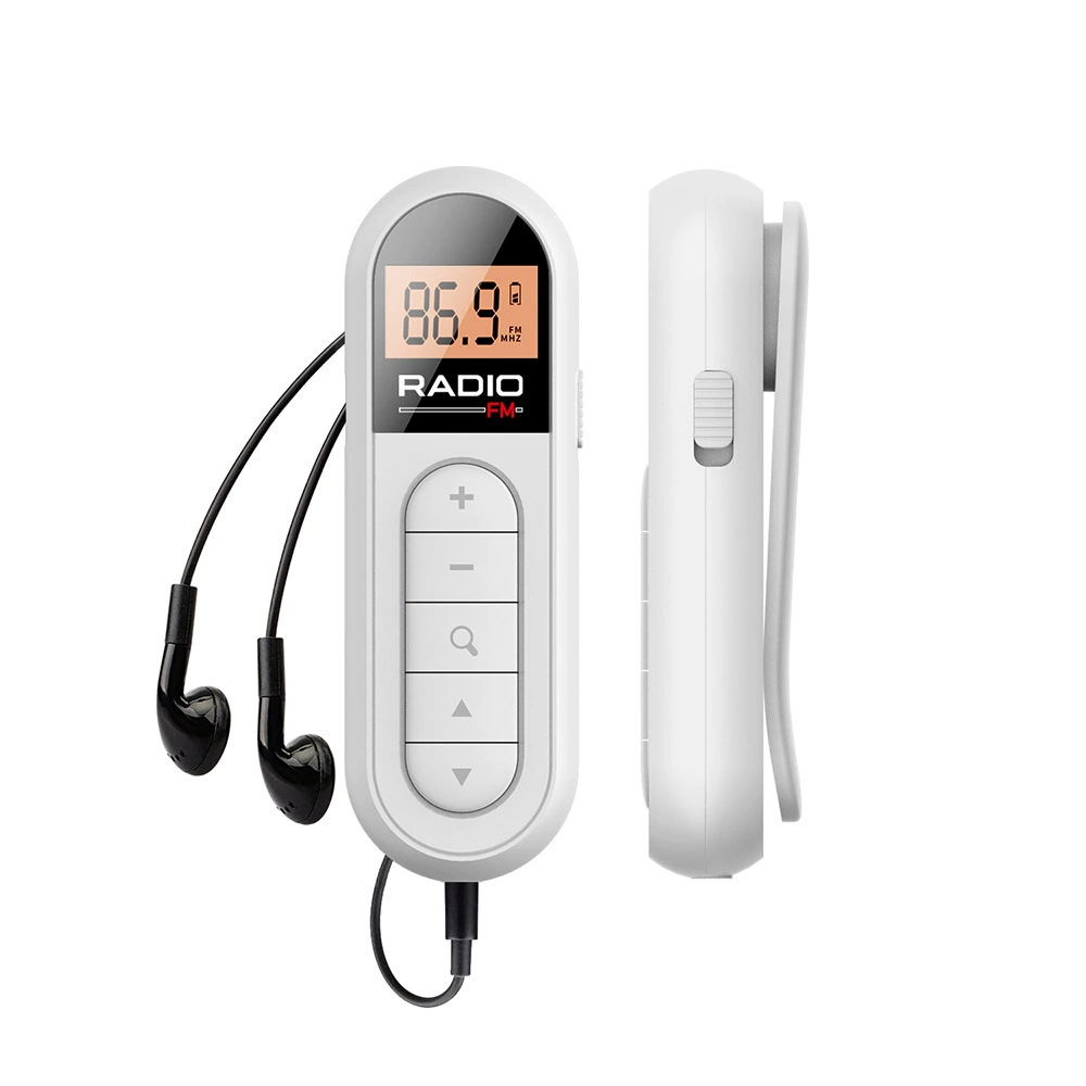 Cross-border new FM radio mini mini rechargeable conference tour guide horse racing sports portable collar clip