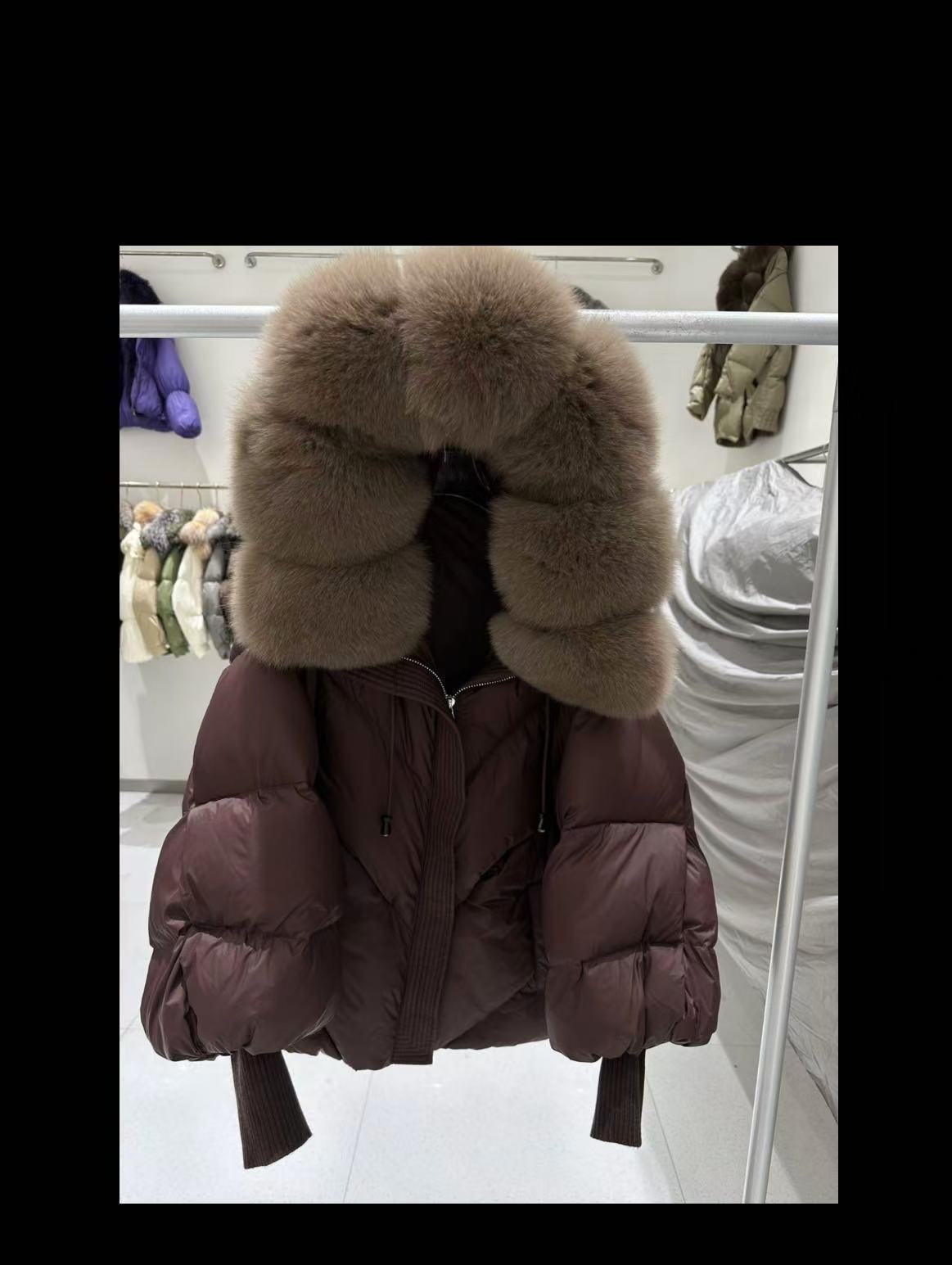 브라운 컬러 + 천연 여우털