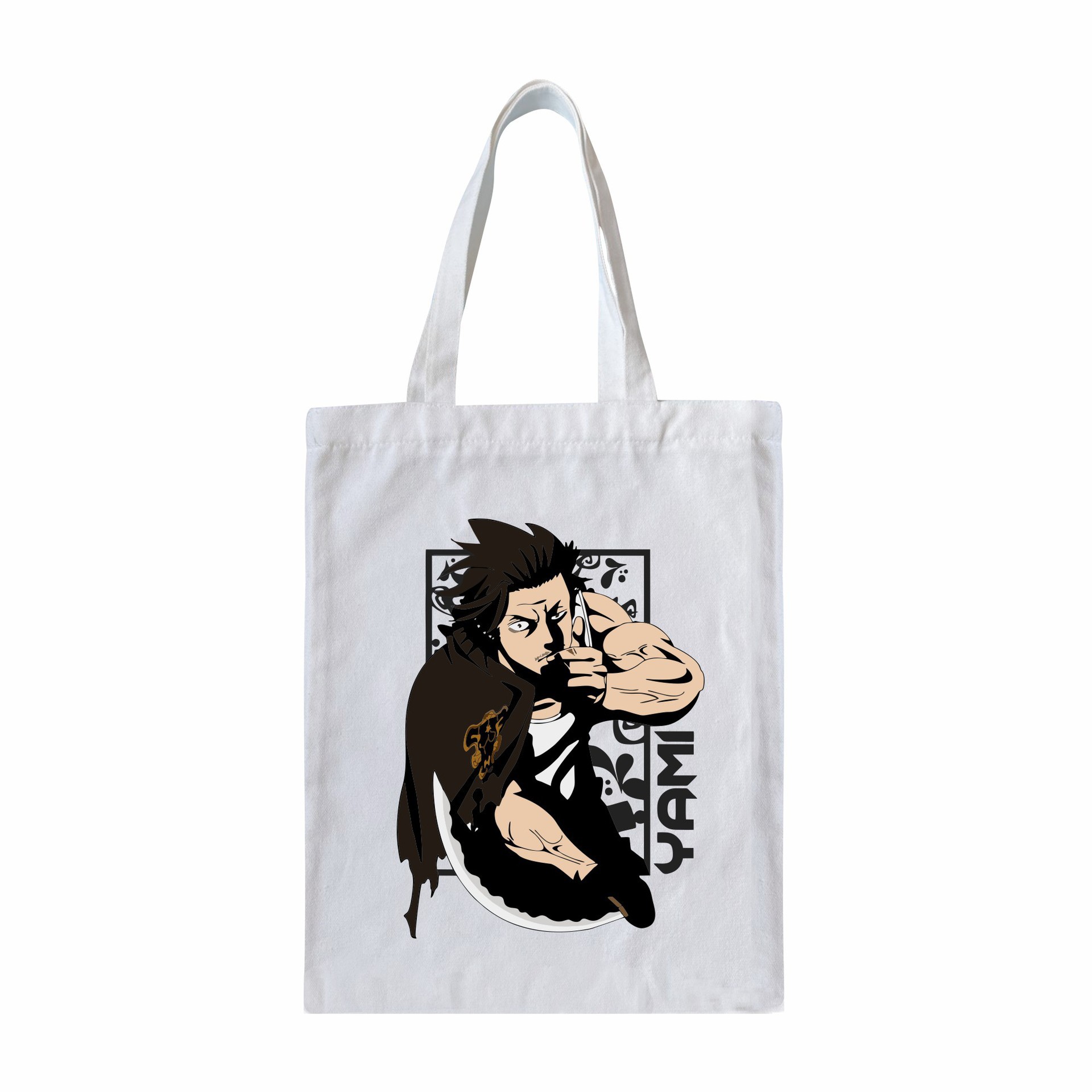 Comercio exterior popular trébol de cuatro hojas negro Black Clover bolso de lona estampado Harajuku bolso de la compra