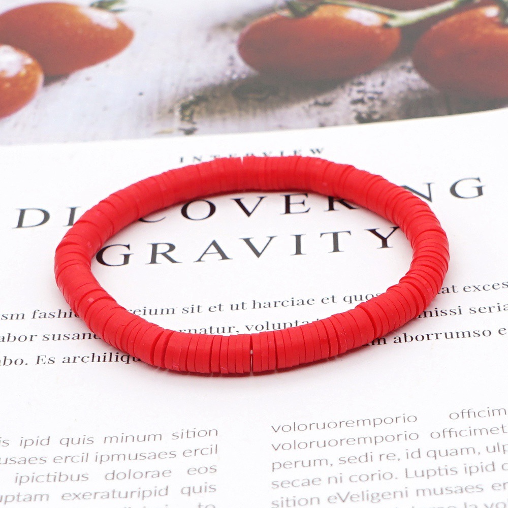 Bohemian Solid Color Clay Elastic Rope Bracelet Jewelry display picture 4