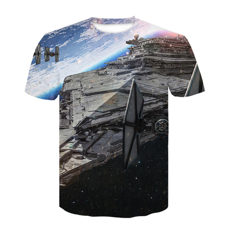 Amazon Star Wars 3D Print Short Sleeve Starship Battleship T-Shirt Loose Half Sleeve New Clothes
