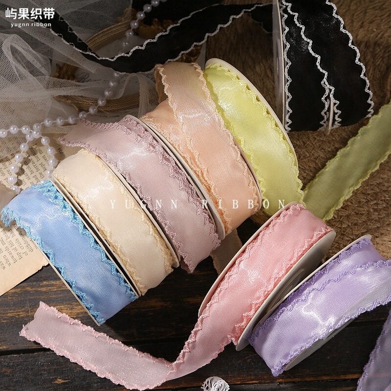Wavy Lace Soft Light Shiny Organza Ribbon DIY Bow Hair Accessories Birthday Decoration Frayed Edge Ribbon Gift Packaging Wavy Lace Soft Light Shiny Organza Ribbon DIY Bow Hair Accessories Birthday Decoration Frayed Edge Ribbon Gift Packaging