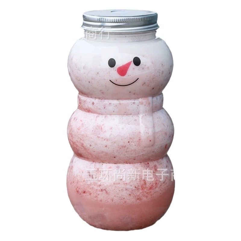 500 мл Рождественский Снеговик холодный напиток чашка для сока одноразовая утолщенная ПЭТ пластиковая бутылка пищевой чай с молоком Коммерческая бутылка