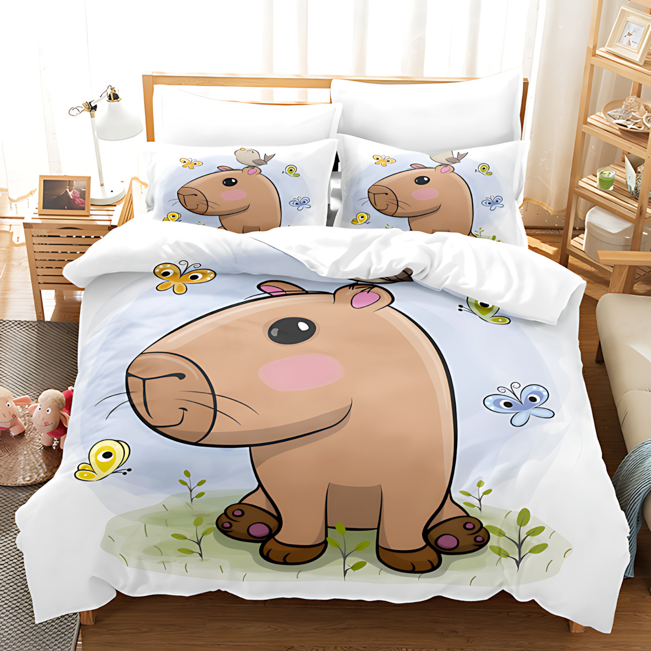 TEMU / JIT Cross-border Cute Capibala Pattern HD Digital Printed Colch Set