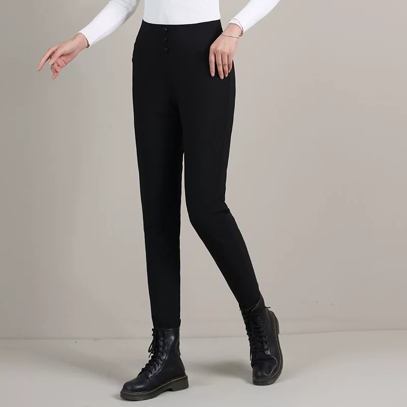 Теплые бархатные зимние брюки с пухом, высокий пояс, slim fit, гусиное перо