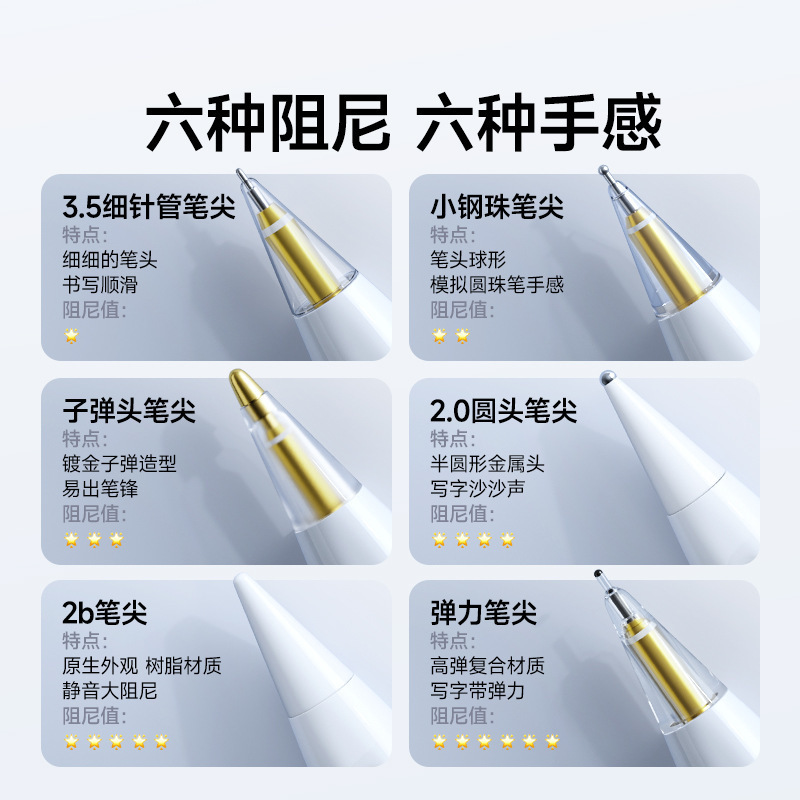Apple Applepencil1,2pro ニードルチューブダンピングミュート交換用滑り止めセット耐摩耗性ペン先に適しています。|undefined