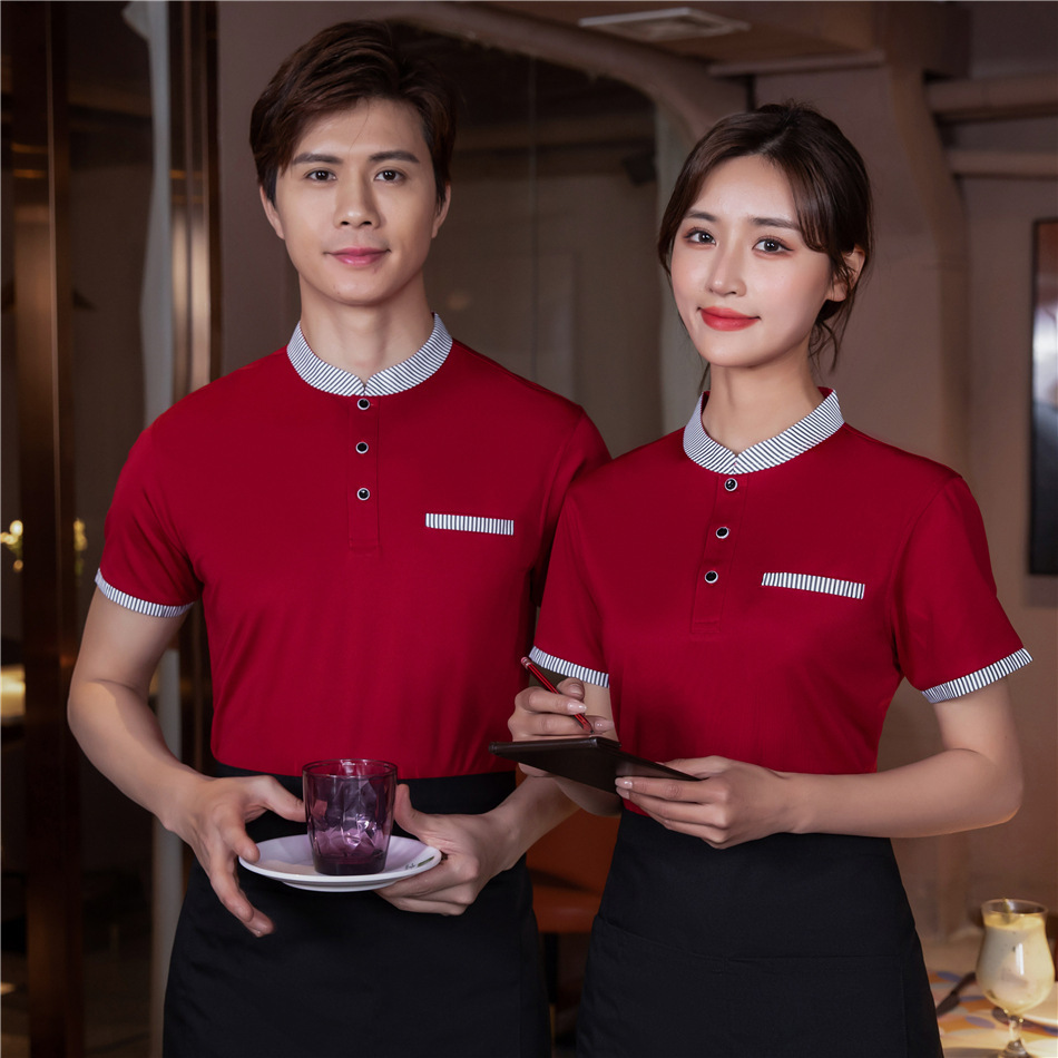 Restaurant and restaurant waiter work clothes POLO shirt stands up…