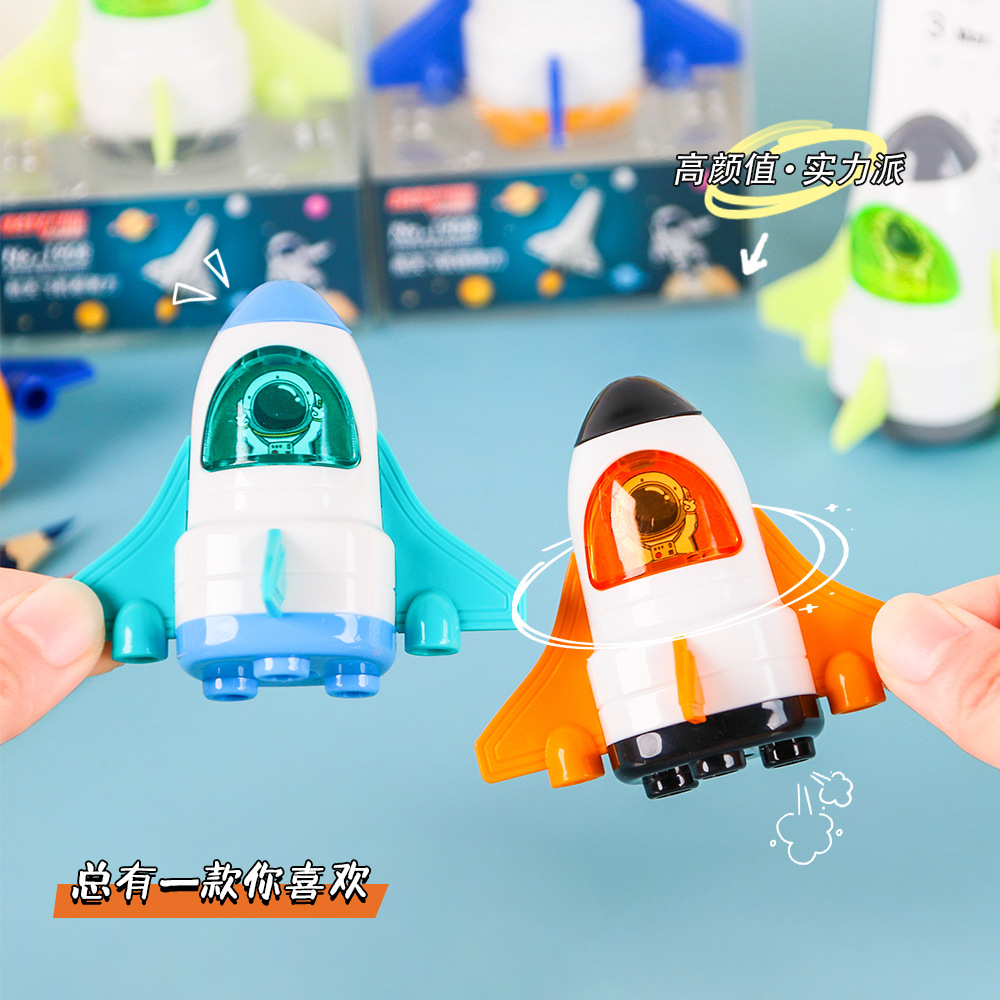 Sacapuntas de un solo orificio del transbordador espacial creativo Mini sacapuntas de plomo continuo para estudiantes Precioso sacapuntas portátiles