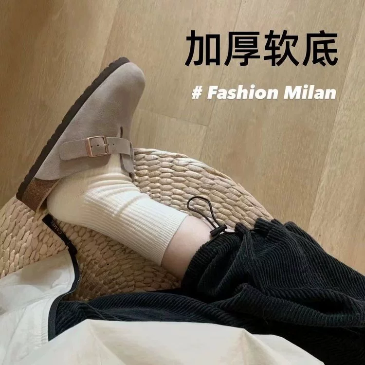 Босоножки Birkenstock с толстой подошвой и закрытым носком, женские полупляжные шлёпанцы на лето 2025, слипоны в японском стиле