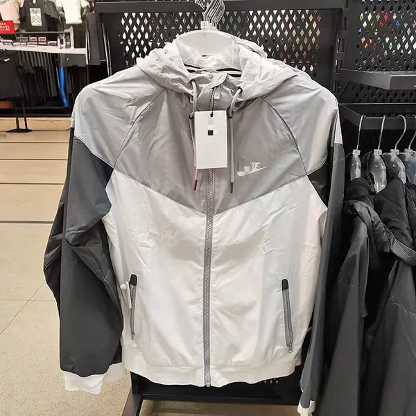 Spring and Autumn Cross-Border Sports Jacket Embroidered Color-Block Loose Casual Unisex Running Woven Hooded Sun Protection Wholesale