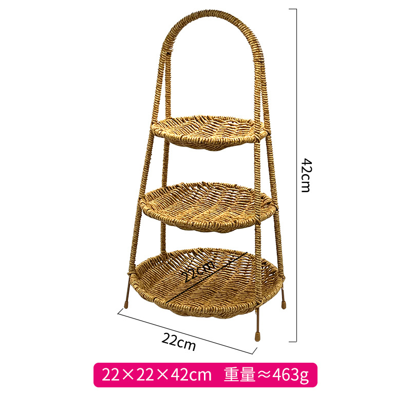 Creativa imitación de vid trenzada multicapa cesta de frutas KTV horno de cocción de té bandeja de frutas almacenamiento triple doble simple