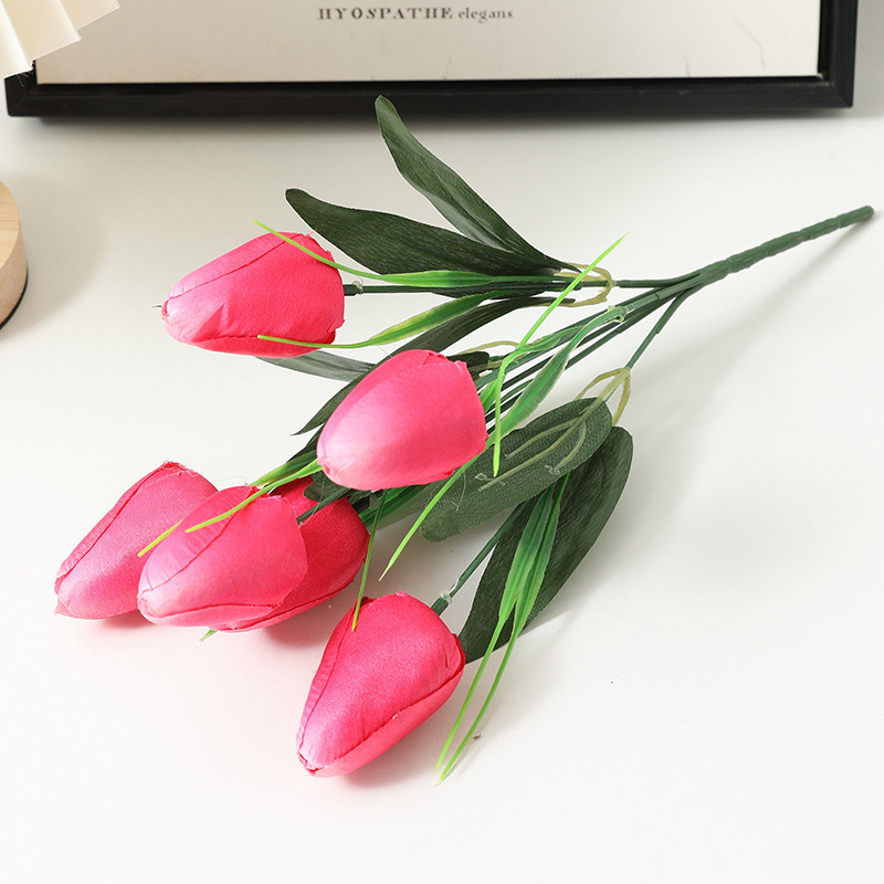 Tulipán flor artificial 6 señaló boca tulipán ramo de flores falsas boda decoración del hogar fotografía Flor al por mayor