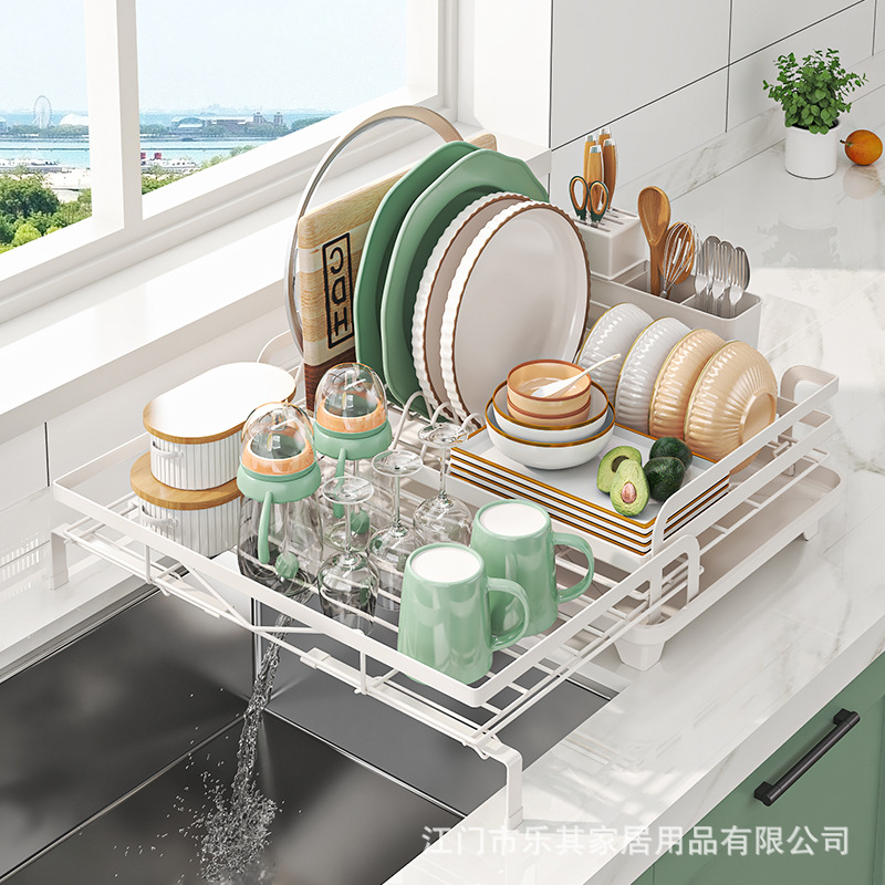 Encimera de cocina, estante de almacenamiento de platos, fregadero de drenaje, canasta de drenaje extendida, estante para platos, estante para fregadero, plato de drenaje