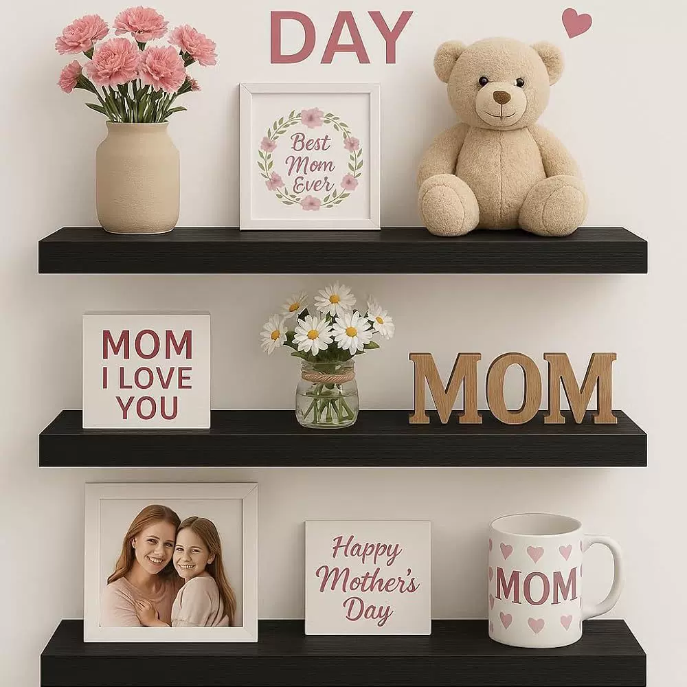 跨境热卖一字隔板浮动货架墙壁存储壁挂式货架乡村木卧室客厅简约