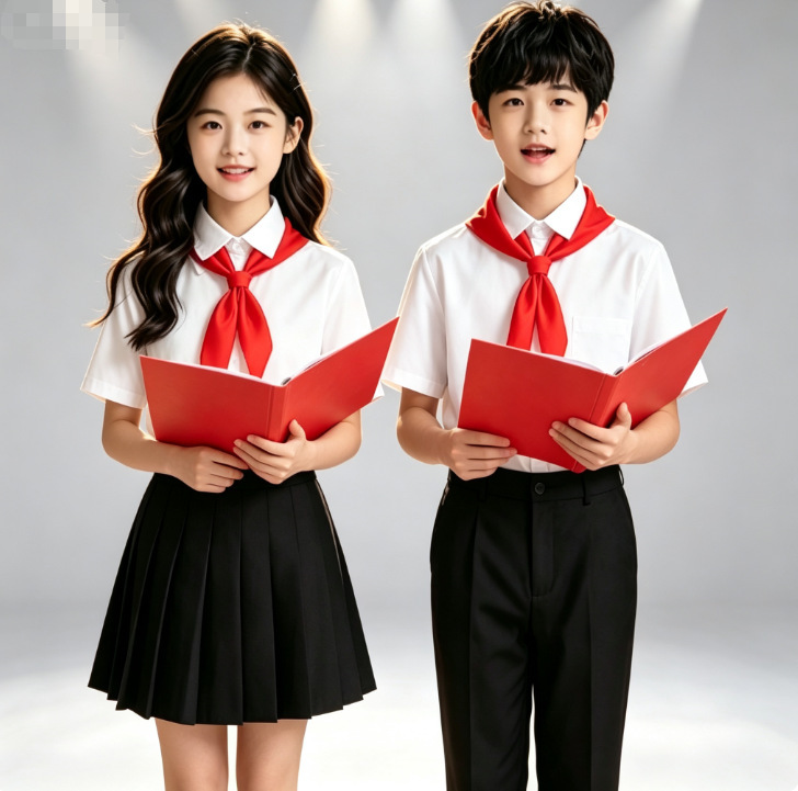 Children's Day proud young students' performance costumes, red scarf recitation and speech performance costumes, choir performance costumes