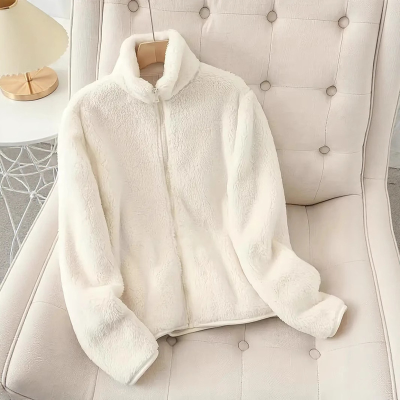 2025 New Autumn and Winter Stand-Up Collar Small Fragrance Jacket Teddy Bear Jacket Women's Elegant Style Imitation Fur Jacket