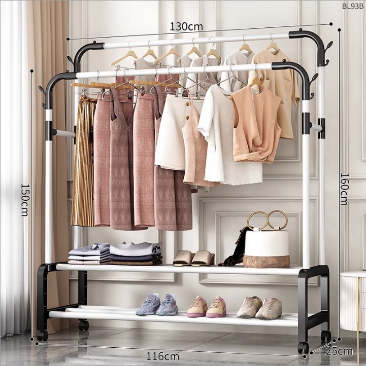 Gan+130 흰색 이중 극+이중 보관 랙+바퀴