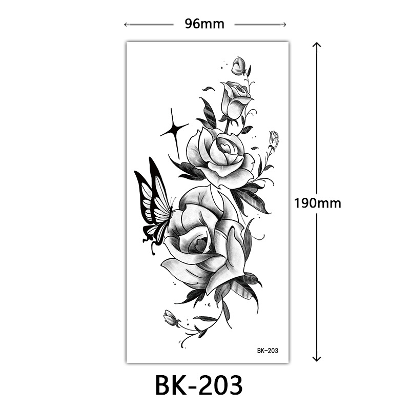 Tatuaje Temporal de Flores Boceto de Papel de Transferencia al Agua, Impresión por Transferencia de Agua, para Cuerpo image 209